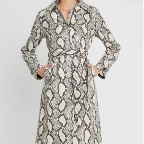 NWT Choosy Elizabeth Faux Snakeskin Coat Lined Belted Women's Sizes S - Picture 3 of 12